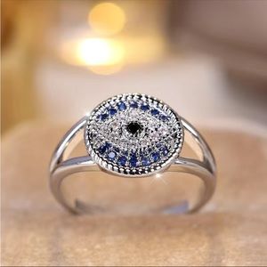Eye of Horus Ring Paved Shining Zircon